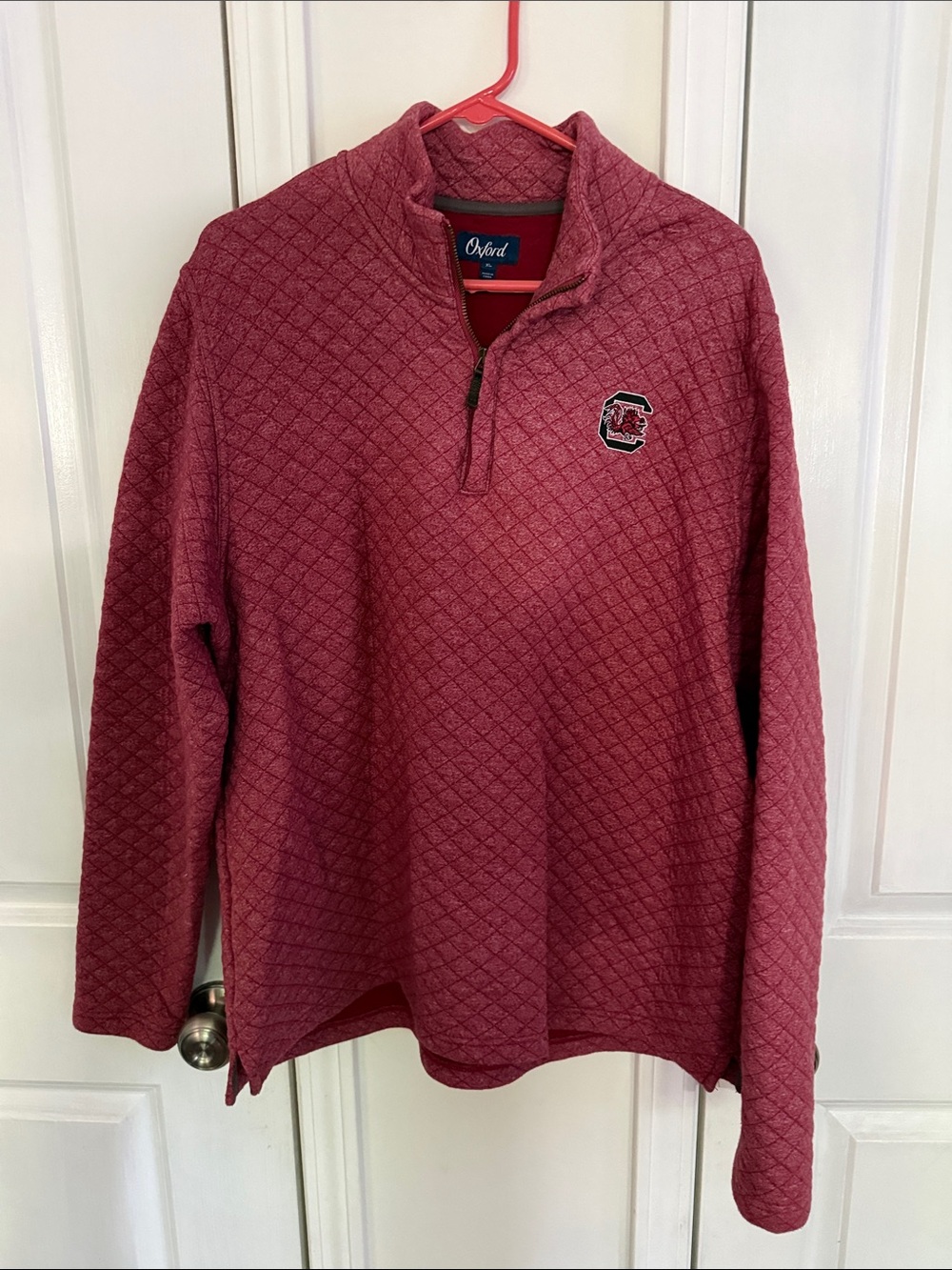 Oxford Quilted Quarter-Zip Pullover - Maroon
